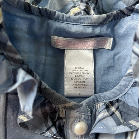 Janie and Jack periwinkle plaid blouse girls size 6 - Picture 6 of 6